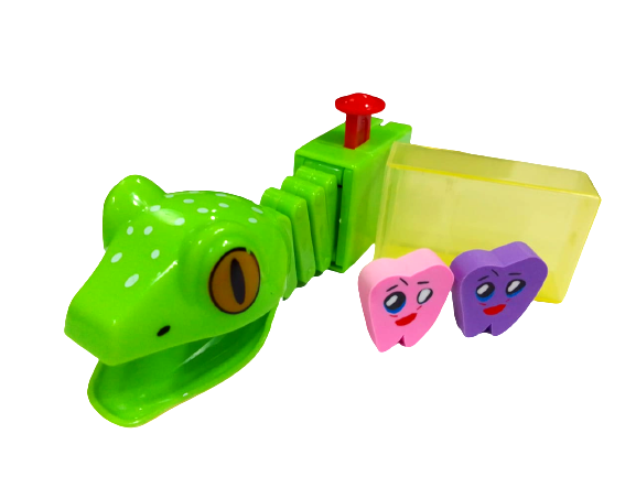 NMD Dental Frog Hand Toy With Tooth shape Erasers for engaging Pedo Patients (Pack of 1Pc)