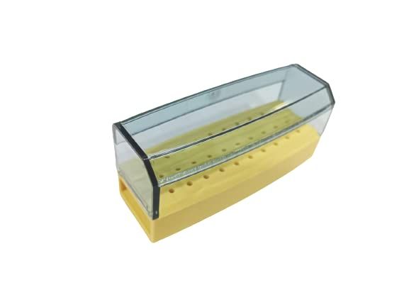 NMD Nexus Medodent Dental 30 Hole Bur Box,Bur Holder Autoclavable With Lock (Yellow) (Pack of 1pc)